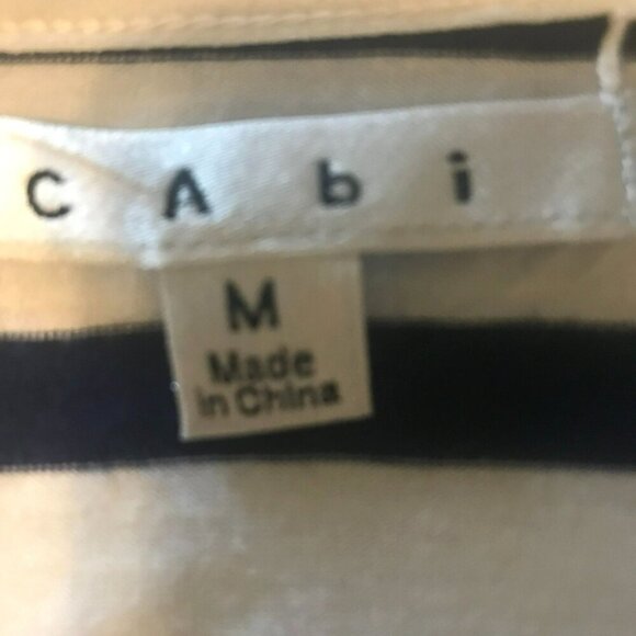 CAbi Bonjour 3/4 Sleeve Tee Scoop Neck Striped Flowy Navy White Women's Medium - Picture 11 of 12